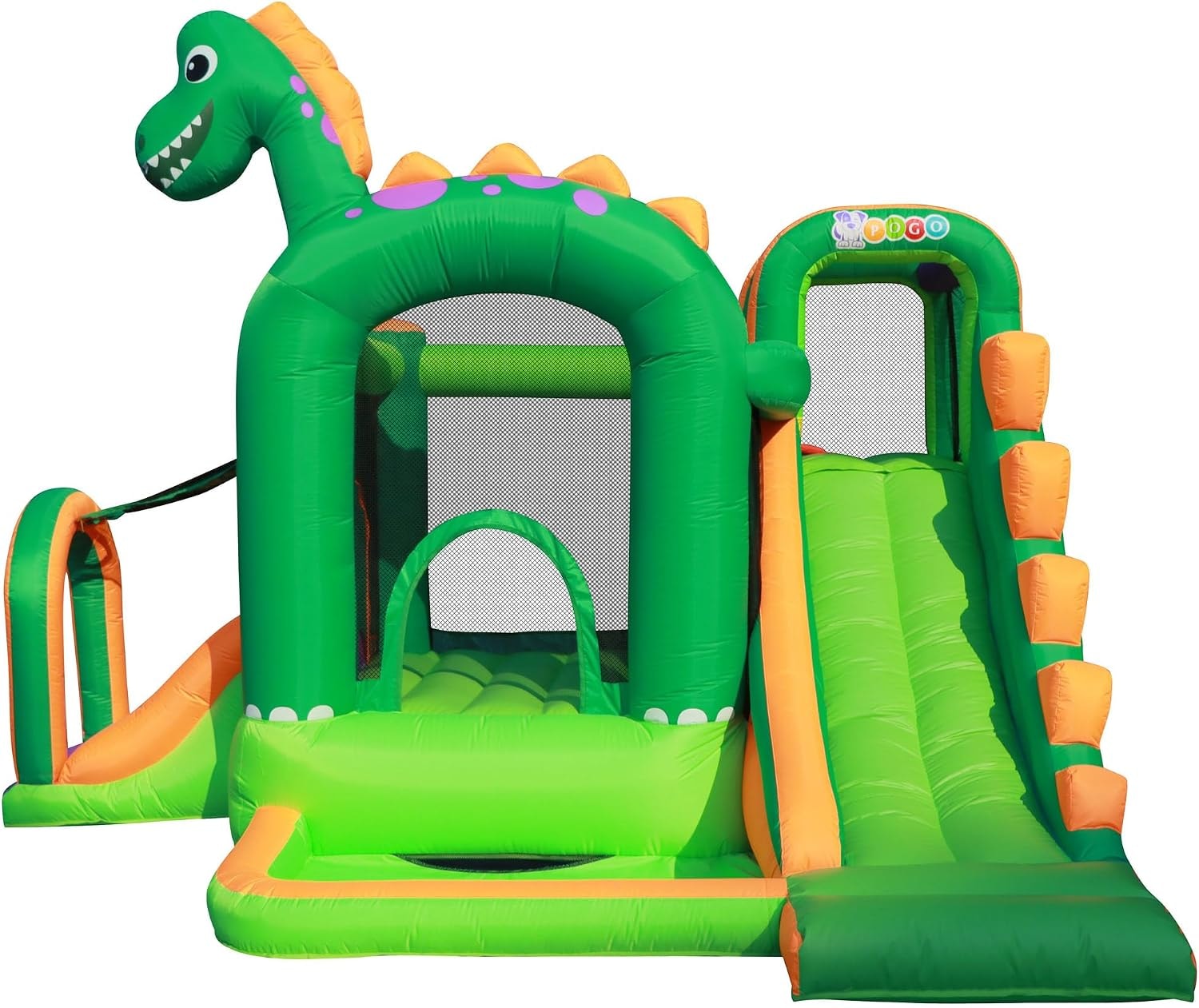 Dinosaur bounce house angle view