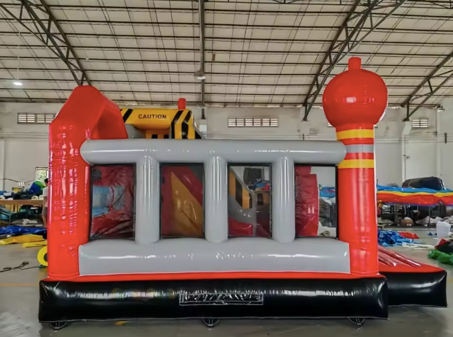 Firetruck bounce house rear slide view