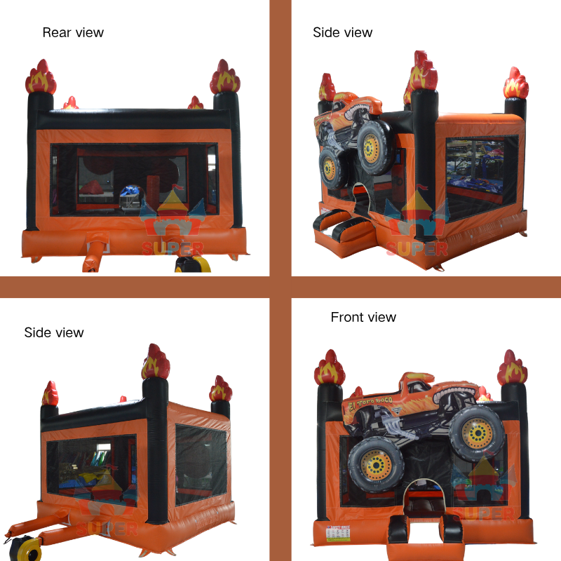 Monster truck bounce house rear, side and front views
