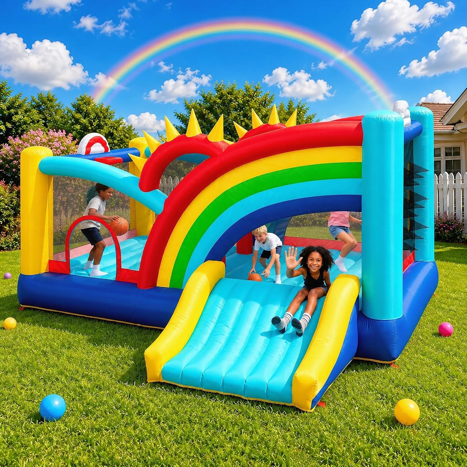 Rainbow Inflatable Bouncy Castle