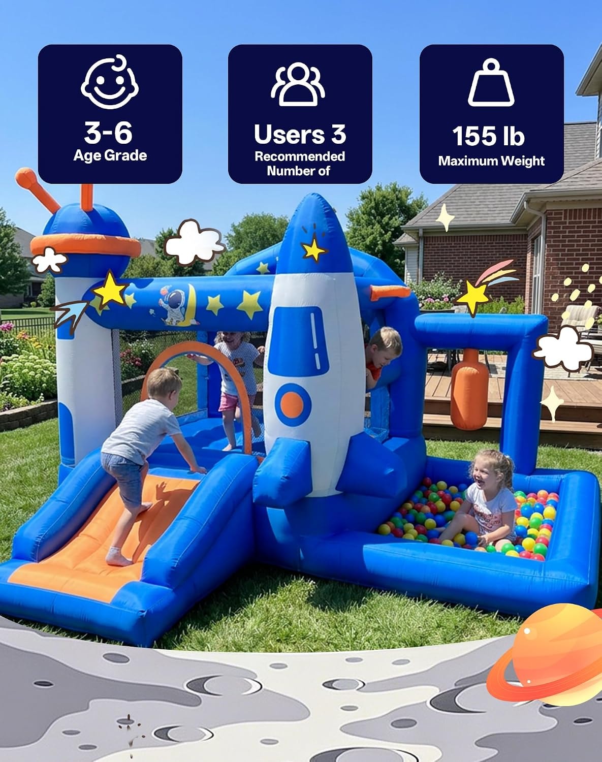Space Rocket Themed Bounce House